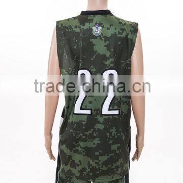 Sublimated Camo Blue Reversible Basketball Jerseys/custom Digital Camo Basketball Uniform photo-3