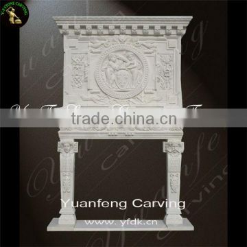 Hand carved white marble fireplace mantel