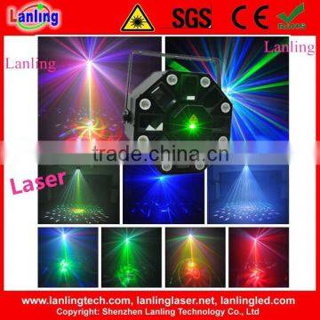 White LED Strobe + RGBWY LED Effect + 150mW RG Laser Light