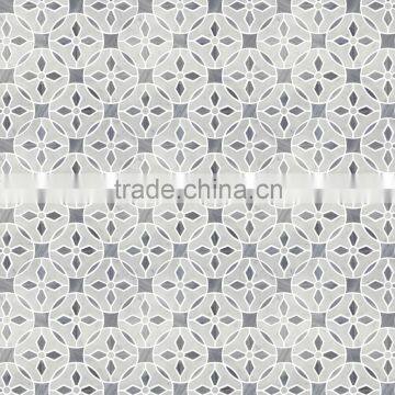 Carrara Grey and Thassos White Flower Design Mosaic for Bathroom Floor Tiles