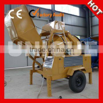 Widely used diesel portable cement mixer with hydraulic tipping