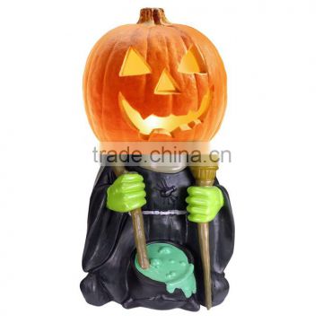 Personalized Handmade Painted Decorative Resin Halloween Pumpkin People Witch Statue