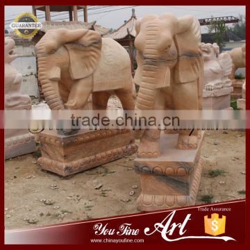 Outdoor Red Marble Elephant Animal Sculpture