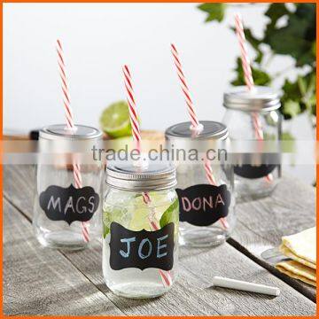 Best selling glass mason jars wholesale with straw lid