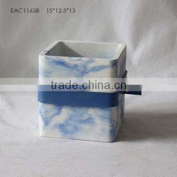 Hot sale cement flowerpot concrete flower pot in cube for garden