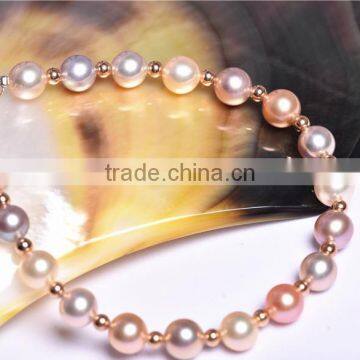 AAA 13-14mm Round Multicolors Edison Pearl Bracelet photo-2