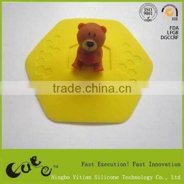 3d Cute Bear Silicone Cup Lid With Custom Printing