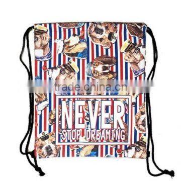 GYM Backpack Drawstring Bucket Shoulders Travel Bag Many Dogs photo-2