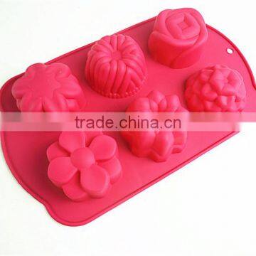 11031 Six Flower Shaped Promotional Gift Silicone Cake Mold photo-3