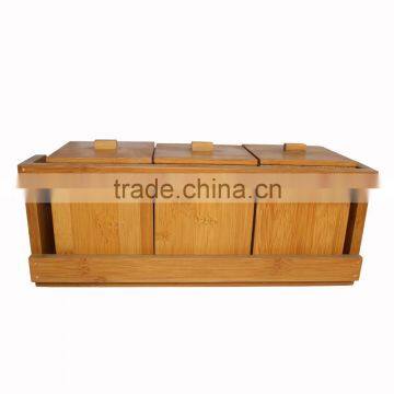 3 Pieces Practical Original Customized Size Bamboo Spice Jar Set photo-2