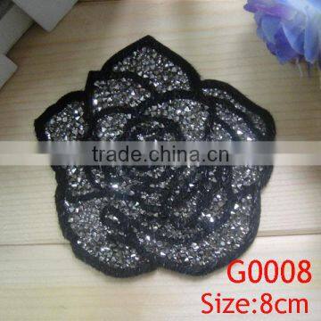 2014 new design rhinestone hotfix rose flowers fro garment or shoe