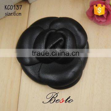 Wholesale custom black genuine leather rose flower for women shoes