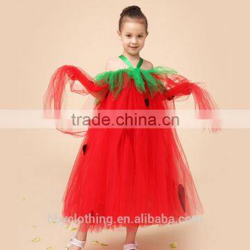Girls Strawberry Dress Design Casual Kids Halter Fancy Princess Party Dresses photo-2