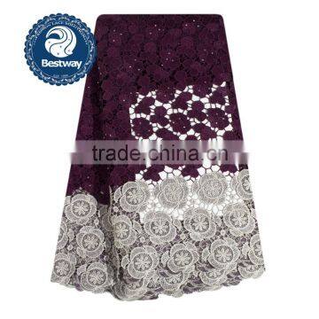 China Guipure Lace With Stones CP0146 Cord Water Souble Lace Fabric Chemical Cupion Lace photo-2