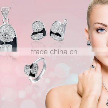 CZ Studded Heart With Silver Plated Pendantset photo-6