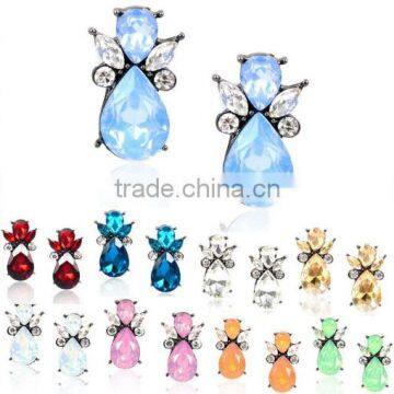 handmade colorful crystal stud earrings fashion style women stud earrings wholesale 2016