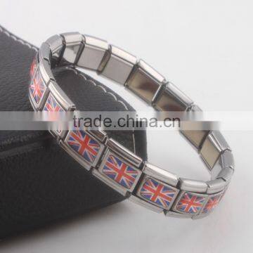 England flag charms bangle UK flag elastic bracelet diy stainless steel UK flag bracelet