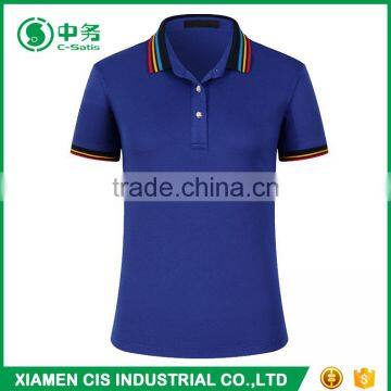 2017 Hot Sale Color Combination Collar Design Women Short Sleeve Blank Polo Shirts photo-5