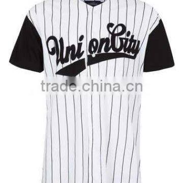 mens cheap white pinstripe union baseball t-shirt -bulk wholesale clothing made in China