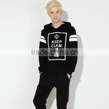Stylish black printed pullover unisex hoodie