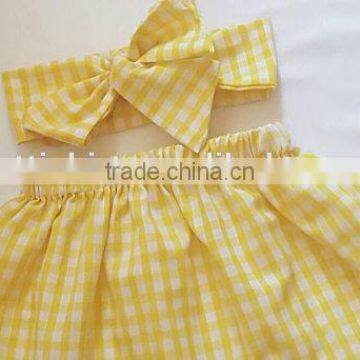Hot Sale Summer Party Wear Baby Mini Cotton Skirt Matching Headband photo-2