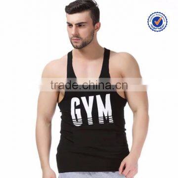 GYM text printing long tank tops for men cheap mens long tank tops