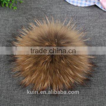 100% Real Raccoon Fur Pom Pom Keychain Fluffy Fur Balls Genuine Fur Pompons for Bag Hats Cap Scarf Gloves With Buttons photo-3