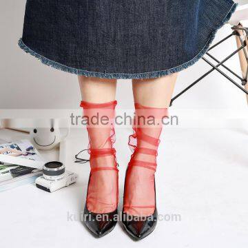 WS-4 Sexy Breathable Silk Heap Heap Soft Elasticity Black Fishnet Lace Flower Mesh Ankle Fashion Socks Summer Style photo-6