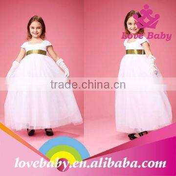 Baby Girls White Party Wedding Elegant Short Sleeves Maxi Dresses photo-2