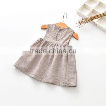 S33545W Lovely Kids Baby Girl Sleeveless Cartoon Cotton Party Dress photo-4