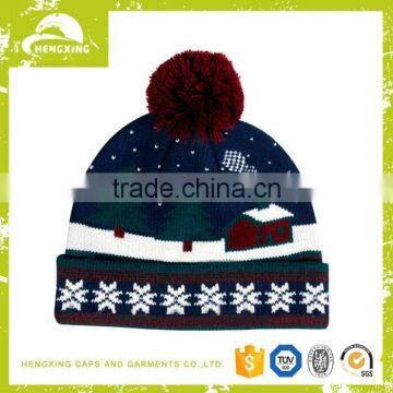knit reflective wholesale winter hats faux fur pom poms