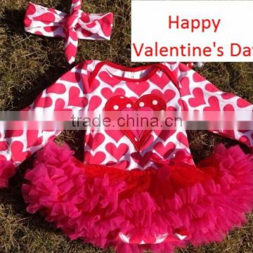 2014 baby valentines rompers heart rompers baby girls rompers with tutu dress long sleeve with matched headband set