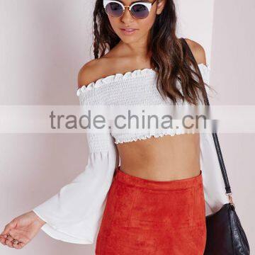 2015 New Style Long Sleeve Crop Top Wholsale off Shoulder Top photo-2