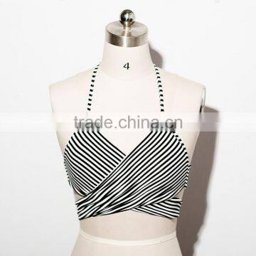 New Fashion Bra Top Ladies Striped Halter Bra Top photo-2