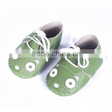 Cute Cat Design Leather Baby Moccasin photo-5
