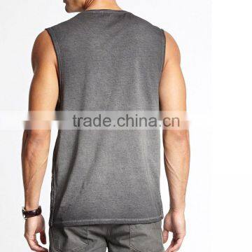 Guangzhou Latest Designed Casual Summer O-neck 160g 100% Cotton Cut-off Shirts Mens Muscle T Shirt Sleeveless photo-2
