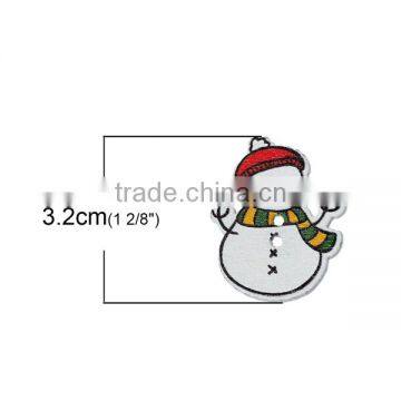 Wood Sewing Buttons Scrapbooking 2 Holes Christmas Snowman At Random photo-2