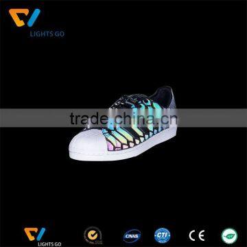 Popular iridescent reflective footwear material