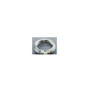 Rhodium Color Charming Copper Alloy Beaded Metal Bangles for Anniversary