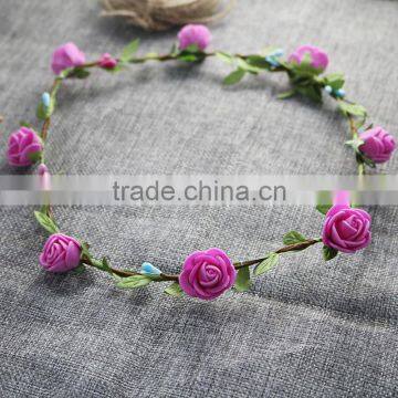 Luxury Wedding Rose Garland Hawaii Artficial Flower Hairband Wreath Headband photo-2