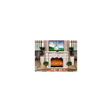 Home  Living Room Furniture White Freestanding Electric Fireplace And TV Stand