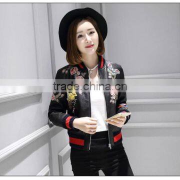 Wholesale Unique Embroidered Sheep Leather Jacket Coat Cool Style