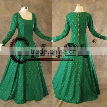 Custom Made Medieval Renaissance Ball Gown Green Dress Costume LOTR Wedding Wicca Cosplay Costume