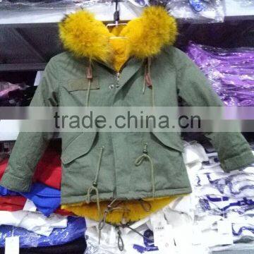 Parka Kids Wear 2015 Coat Jackets For Children Clothing Factory Girls' Faux Fur-Lined Army Coat Kid Clothes Fur Coat photo-2