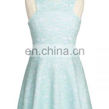 Minty green floral lace fit and flare skater dress