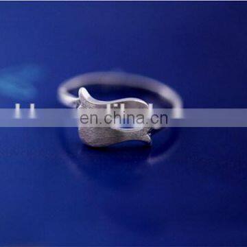 925 Sterling Silver Pave Wire Drawing Fish Pattern Open Ring Adjustable Size Free Finger Ring photo-5