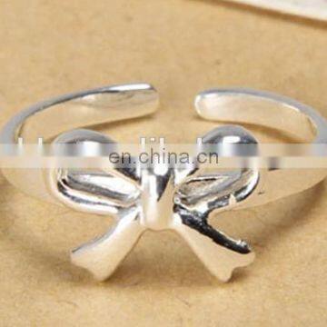 925 sterling silver crystal bow finger ring