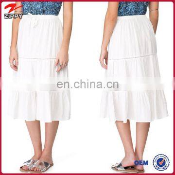 New arrival white cotton draped blank long maxi skirt