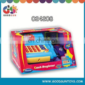 2016 Hot selling supermarket cashier desk toy cash register toy kids plastic supermarket toy set free sample chenghai toys