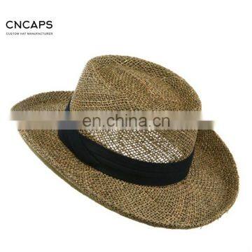 Straw Golf Gambler Hat Navy Hat Band Outdoor Natural Hat